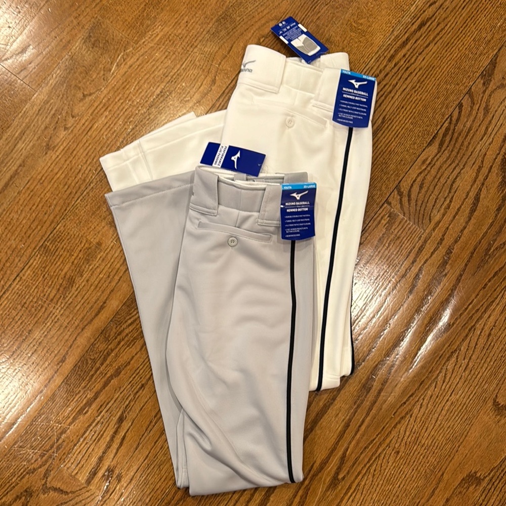 Mizuno Kids Baseball Pants - White and Gray